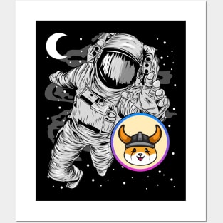 Astronaut Reaching Floki Inu Coin Floki Army To The Moon Crypto Token Cryptocurrency Wallet Birthday Gift For Men Women Kids Posters and Art